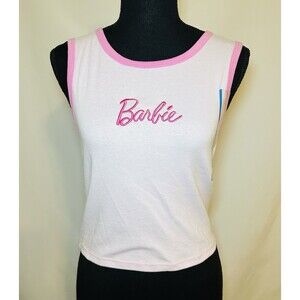 Mattel Barbie™Graphic Crop Top Pink Tank Top Shirt Women's LARGE‎ NWT